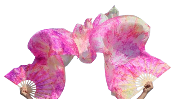 Seiden Schleierfächer in Flame. Aus echter Seide