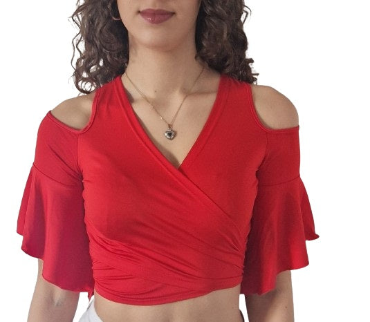 Süßes rotes Crop Top / Top zum Binden