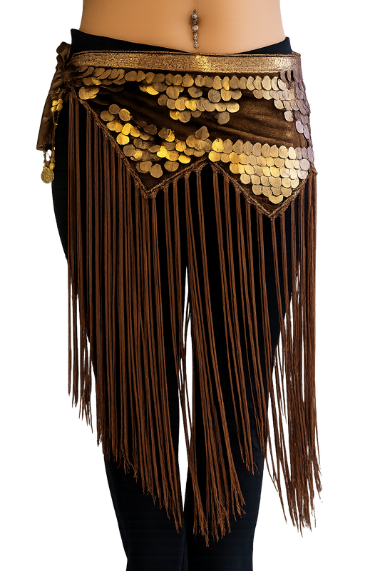 Tribal-Hüfttuch mit Fransen in Braun