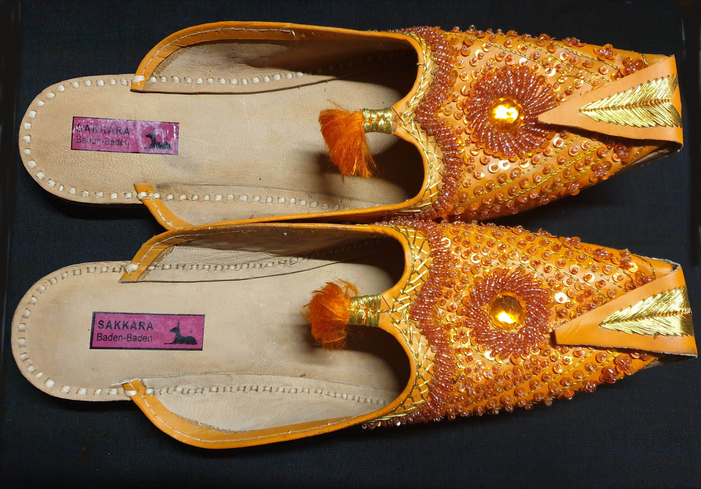 Arabische Pantoffeln in Kupfer/Orange