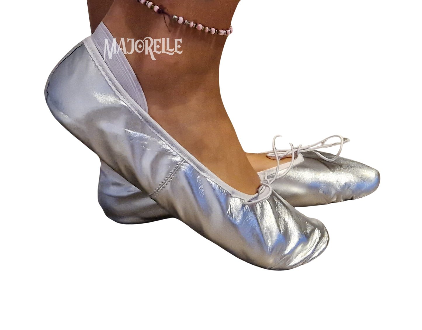Wunderschöne Bauchtanzschuhe aus Leder in Silber