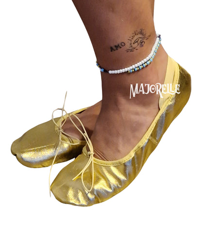 Wunderschöne Bauchtanzschuhe aus Leder in Gold