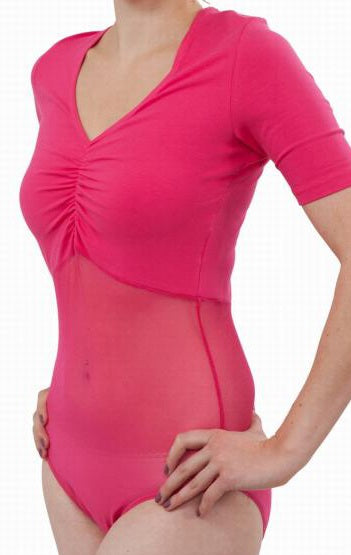 Bequemer Body mit kurzen Ärmeln in Fuchsia