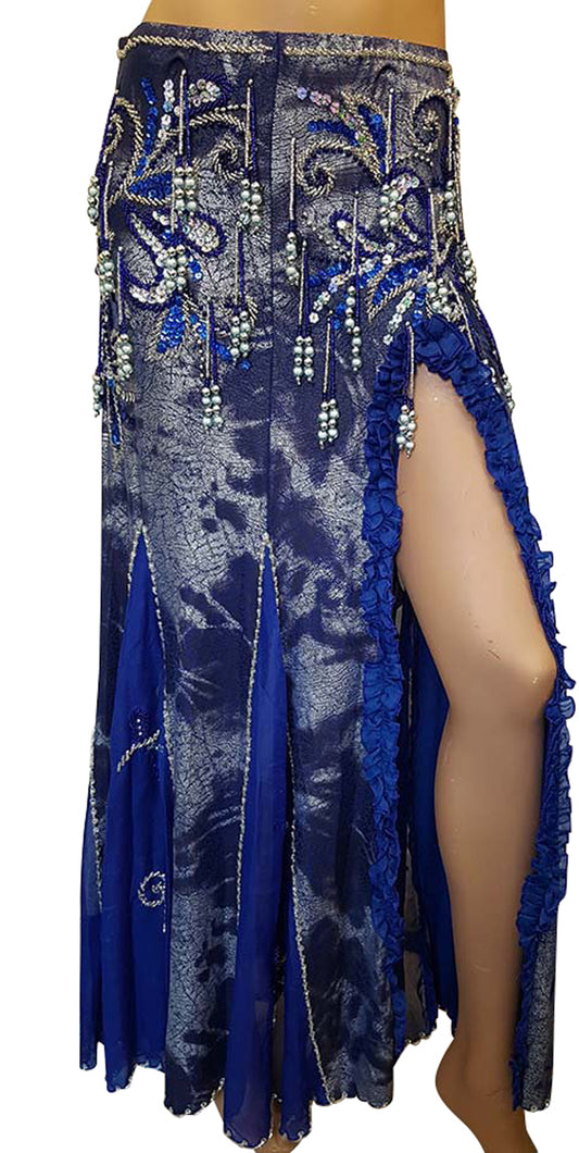Bauchtanzrock Amra in Jeansblau und Kornblumenblau