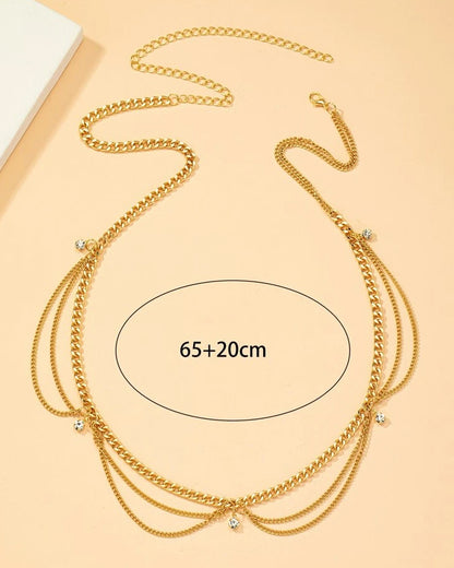 Bauchkette / Hüftkette gold mit kleine Strass