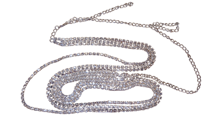 Bauchkette / Hüftkette silber mit Strass