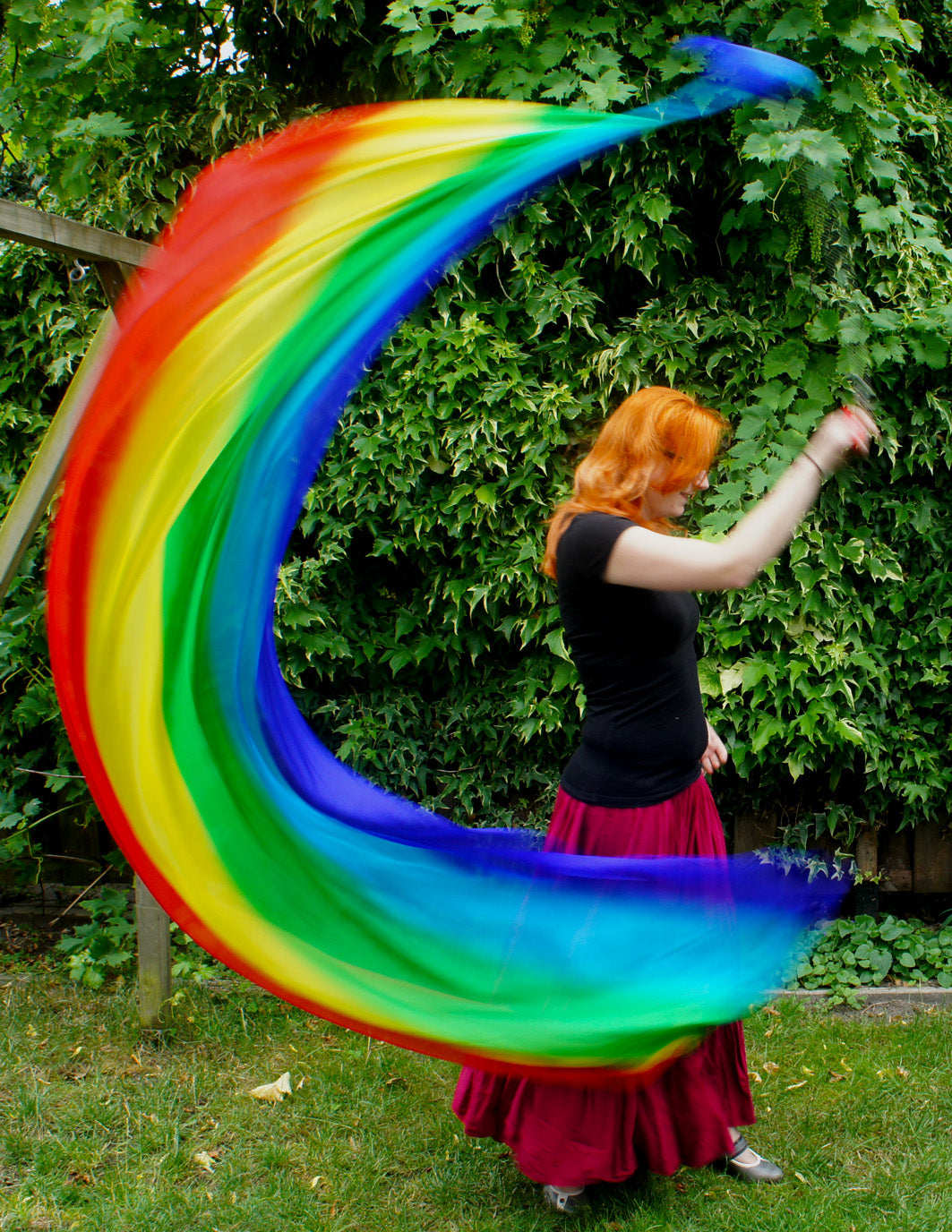 Seiden Bauchtanz Poi/Voi mit Seidenschleier in multi colour