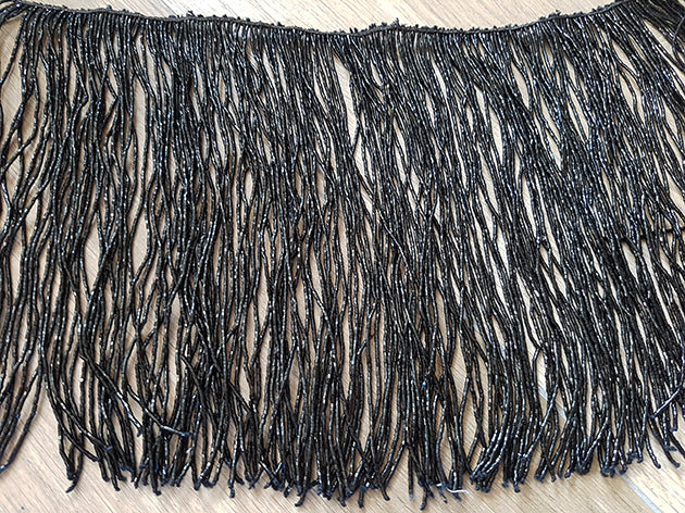 Perlenkette mit Strängen aus schwarzem Perlmutt, Stränge 30cm lang