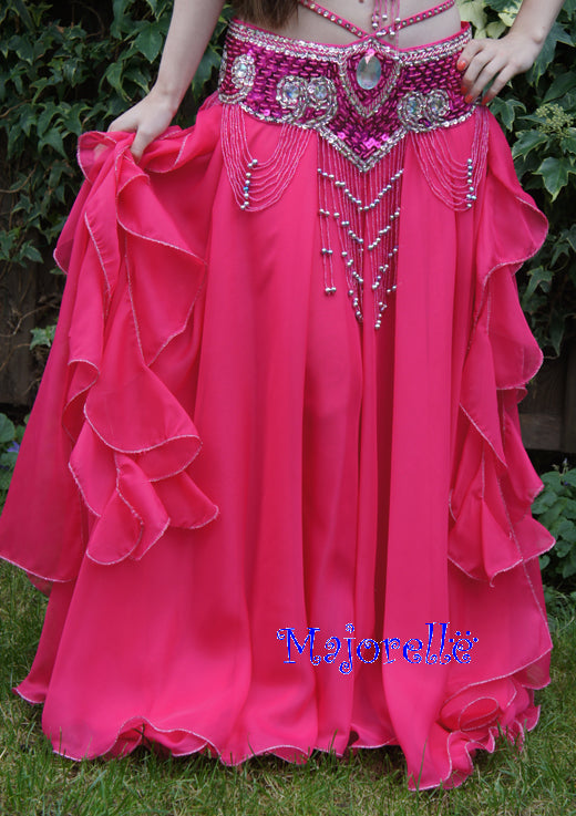Rock in Fuchsia mit Seitliche Volants