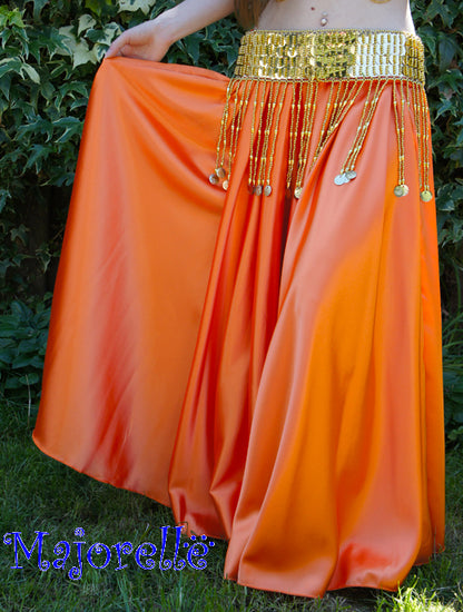 Weiter Satinrock. Bauchtanzrock in Orange