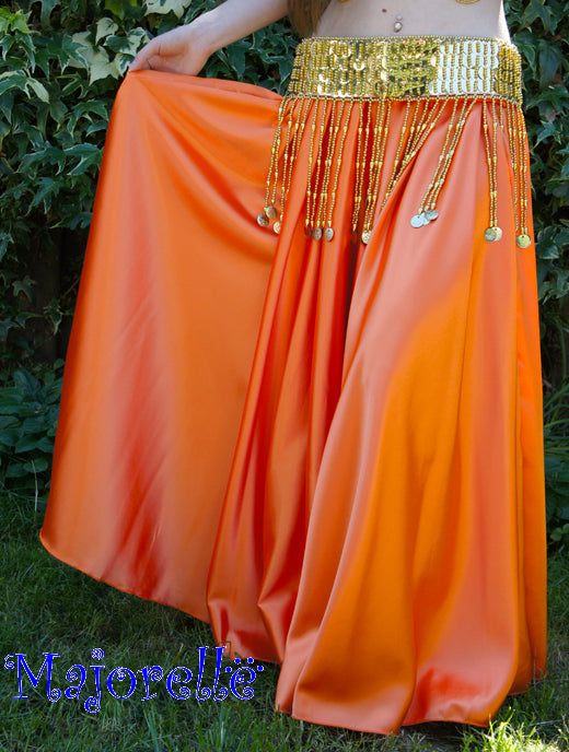 Weiter Satinrock. Bauchtanzrock in Orange