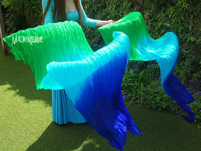 Seidenschleierfächer in grün türkis blau