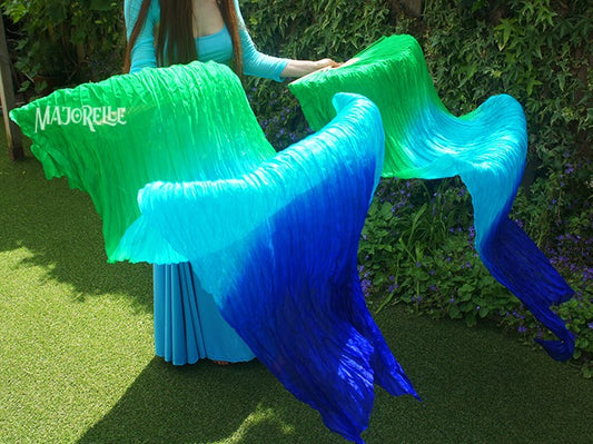 Seidenschleierfächer in grün türkis blau