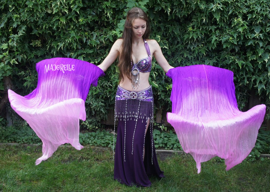 Seidenschleierfächer in Lila bis Helllila, Länge 150cm,