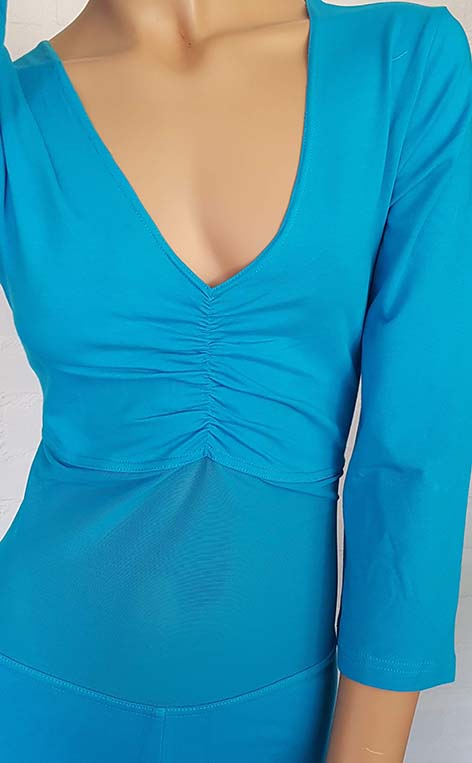 Catsuit türkis mit verstärktem Bauchnetz. Nur noch Größe XS/S/3XL übrig