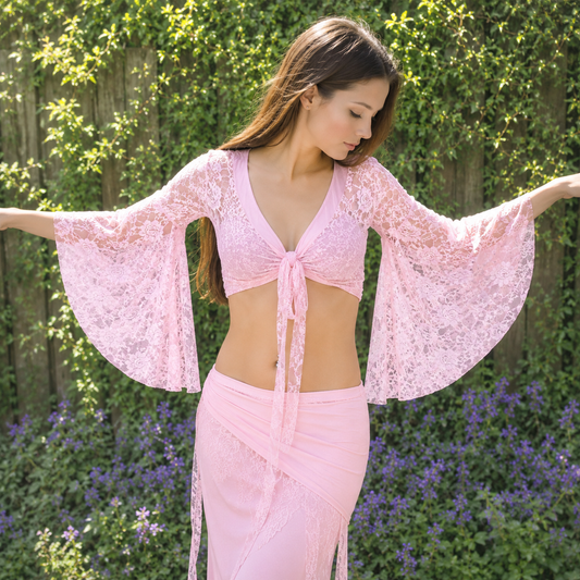 Top mit Spitze in Rosa