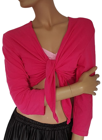 Bauchtanz-Oberteil in Fuchsia mit Dreiviertelärmeln.