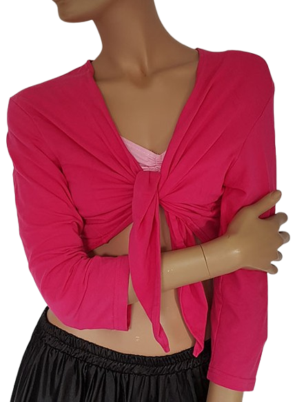 Bauchtanz-Oberteil in Fuchsia mit Dreiviertelärmeln.