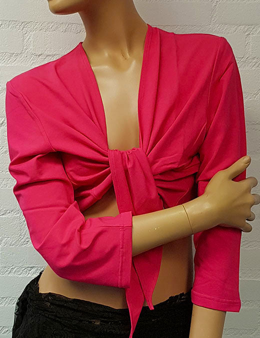 Bauchtanz-Oberteil in Fuchsia mit Dreiviertelärmeln.