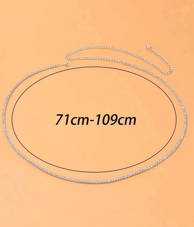 Bauch- oder Taillenkette aus Silber mit Strass