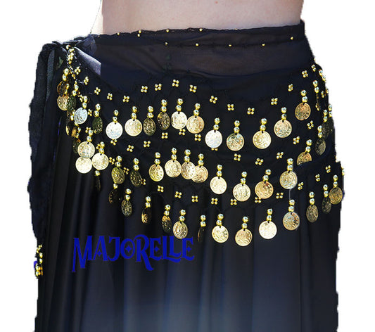 Hüfttuch schwarz mit Goldmünzen
