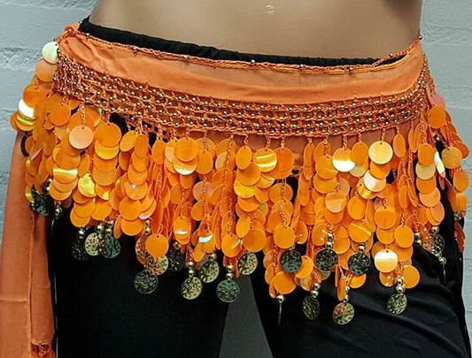 Hüfttuch mit orangen Pailletten