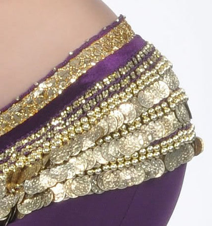 Bauchtanz Hüfttuch in Schwarz mit goldenem Band