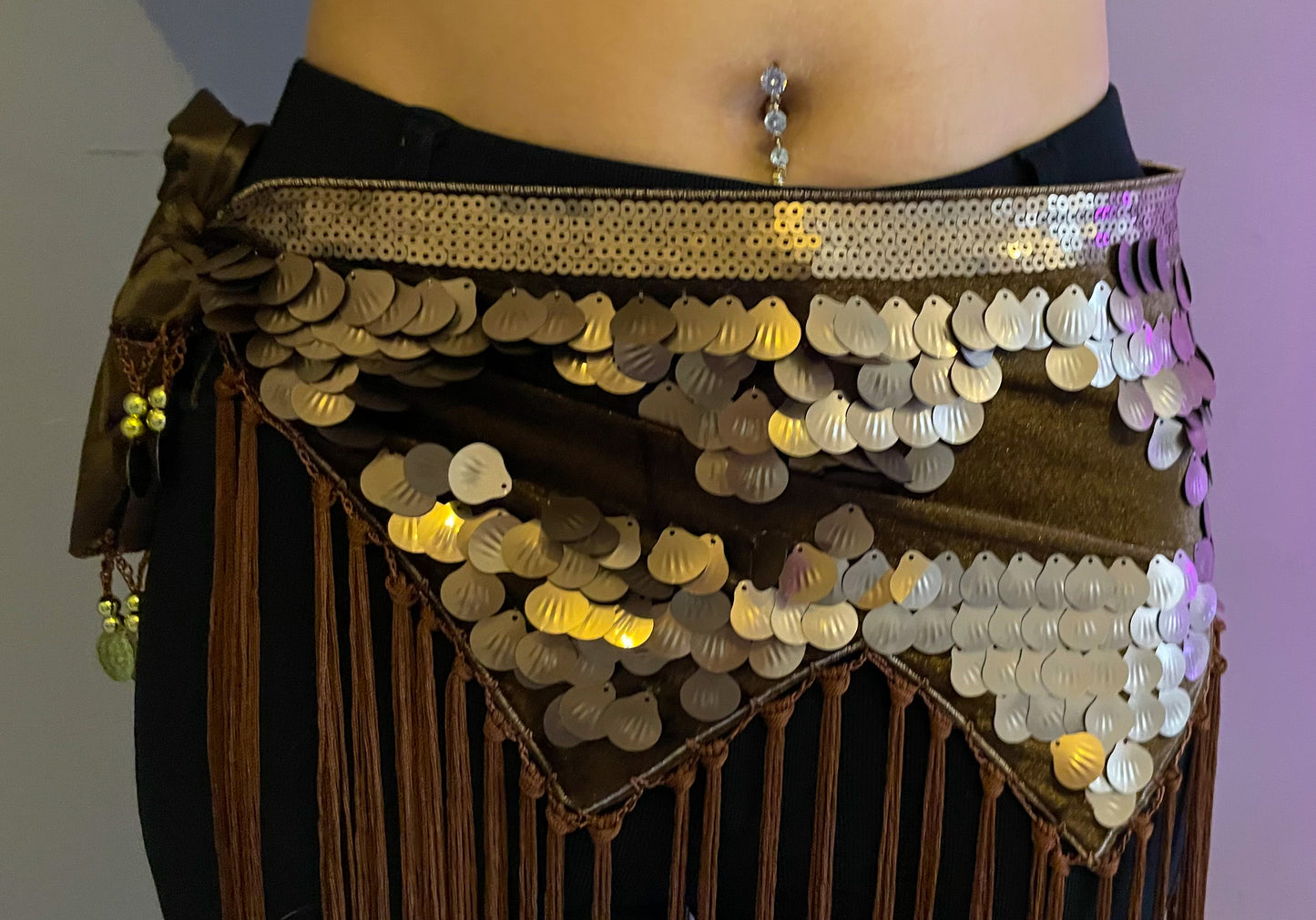 Tribal-Hüfttuch mit Fransen in Braun