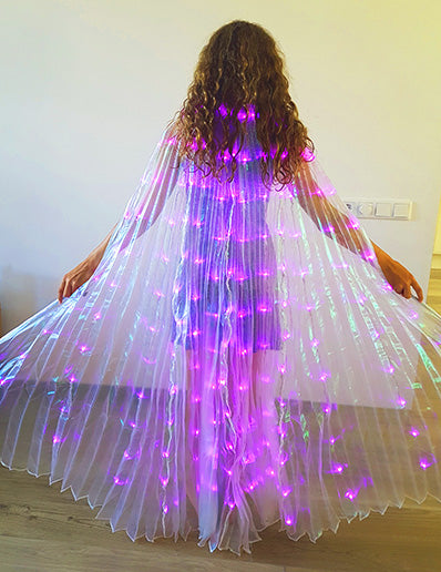 Isis Wings Organza (durchscheinend) in weißem Perlmutt mit violetten LED-Lichtern