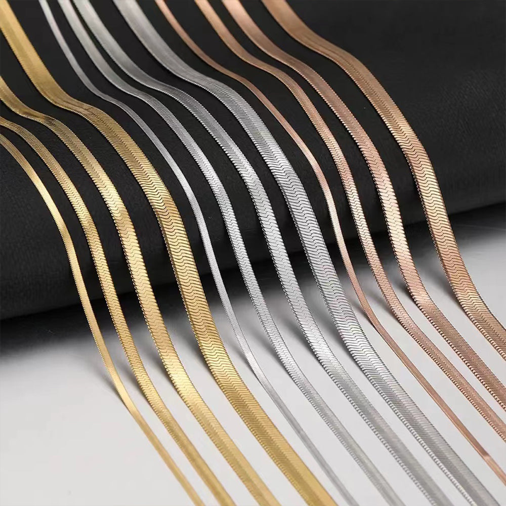 Schlangenkette flaches Glied Roségold Edelstahl