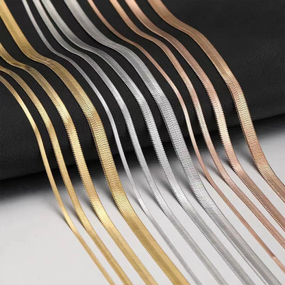 Schlangenkette flaches Glied Roségold Edelstahl
