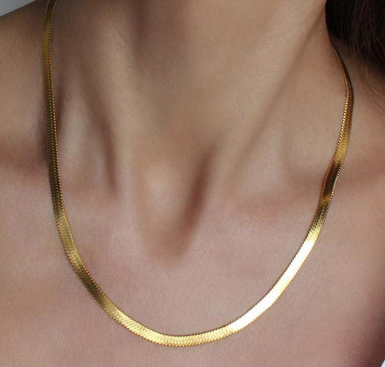 Schlangenkette flaches Glied Gold / Edelstahl