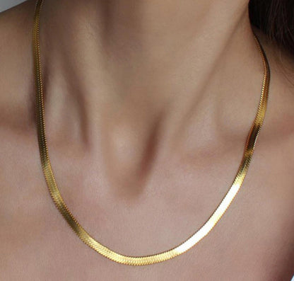 Schlangenkette flaches Glied Gold / Edelstahl