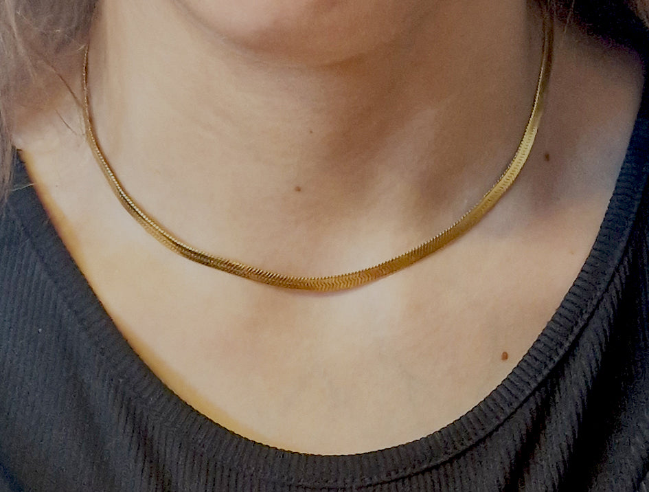 Schlangenkette flaches Glied Gold / Edelstahl