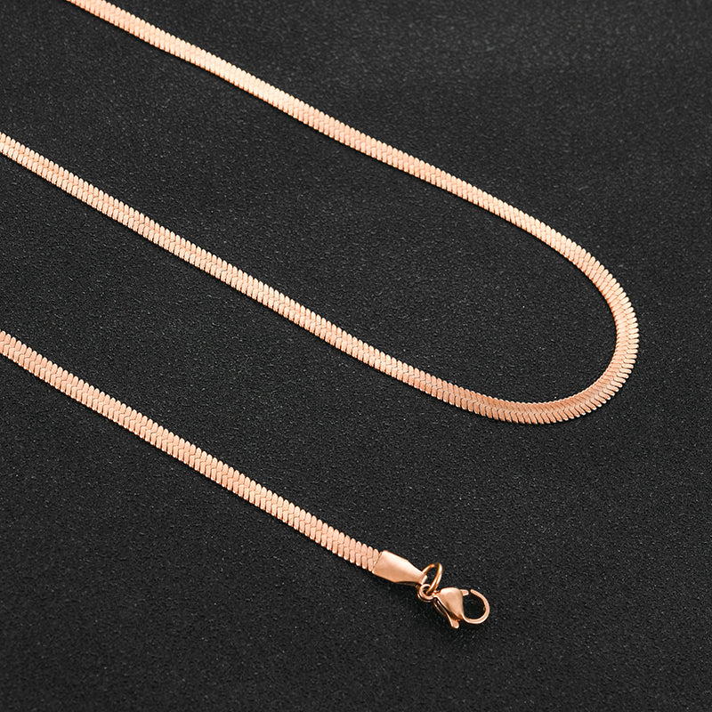 Schlangenkette flaches Glied Roségold Edelstahl