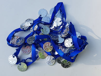 Münzborte blau/silber am Meter