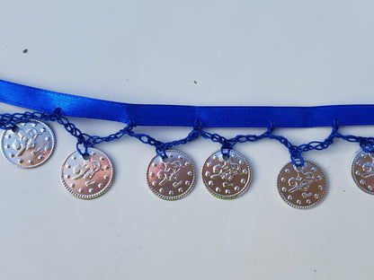 Münzborte blau/silber am Meter