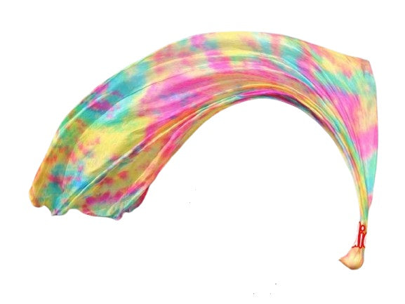 Seiden Bauchtanz Poi/Voi mit Seidenschleier in tie dye Spring Farben