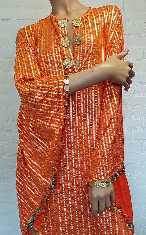 Schönes Saidi/Baladi Kleid in Orange/Gold