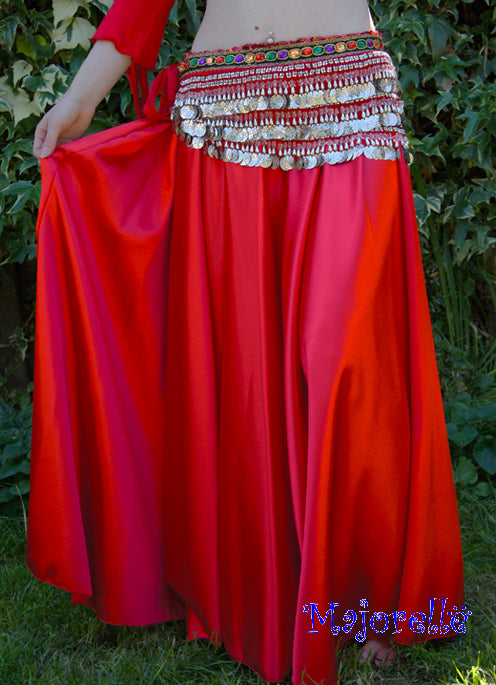 Weiter Satin-Bauchtanzrock n Rot
