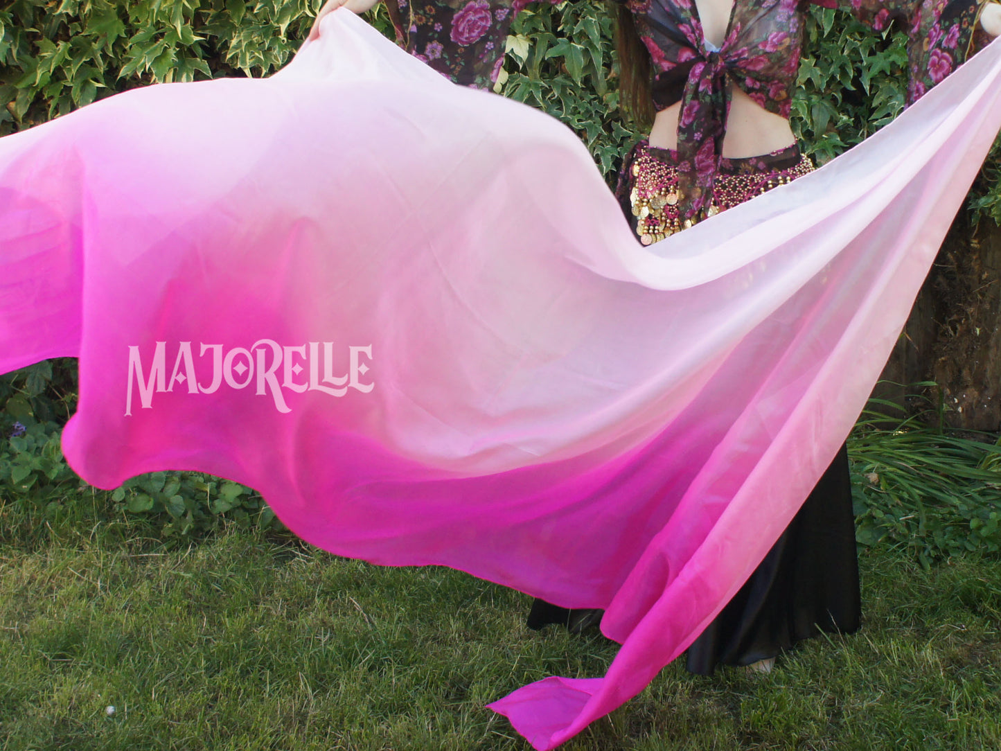 Seidenschleier im Fuchsia Farbverlauf 100% Seide