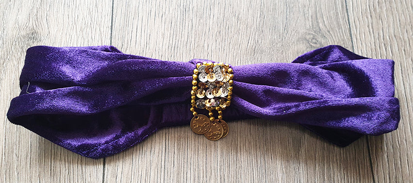 Stirnband Samt Lila Gold