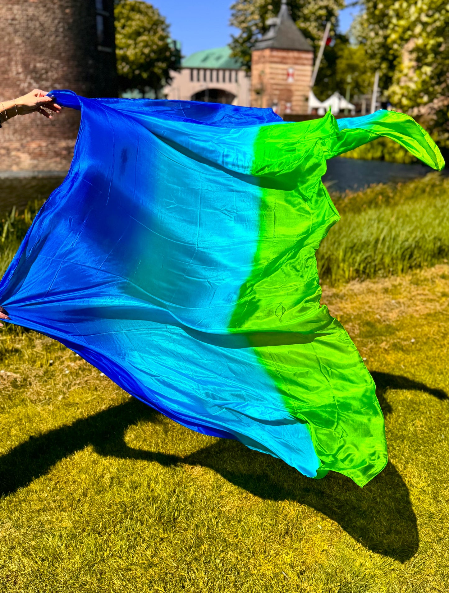 Bauchtanz Seidenschleier im blau türkis grün 100% Seide