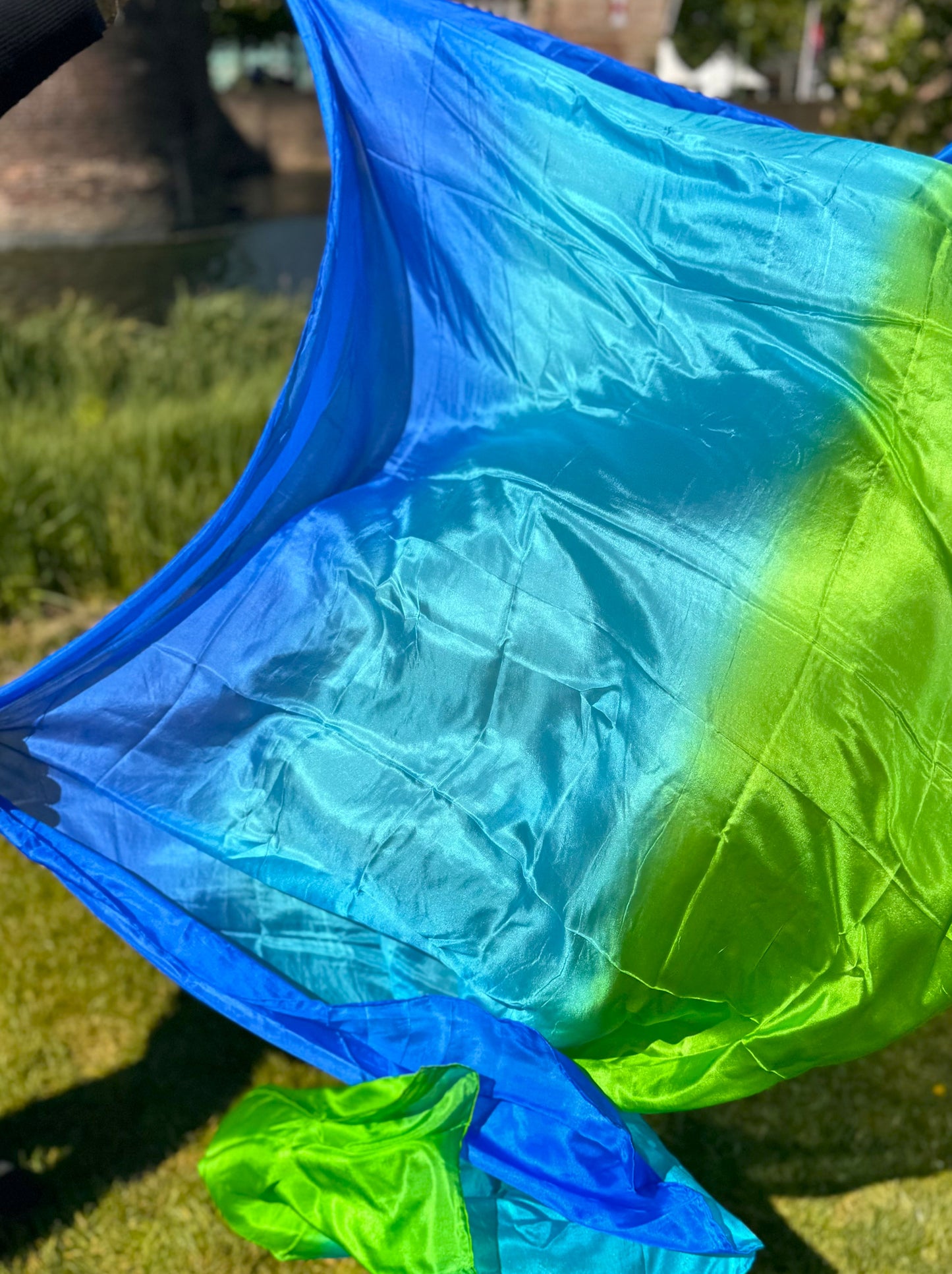 Bauchtanz Seidenschleier im blau türkis grün 100% Seide