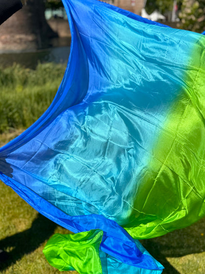 Bauchtanz Seidenschleier im blau türkis grün 100% Seide