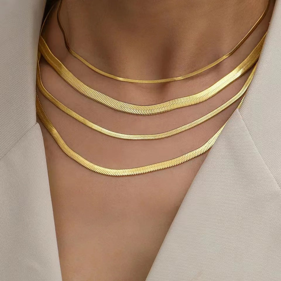 Schlangenkette flaches Glied Gold / Edelstahl