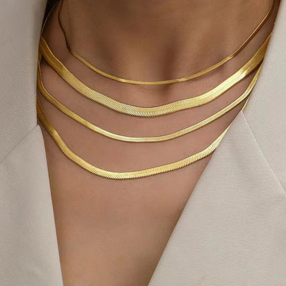 Schlangenkette flaches Glied Gold / Edelstahl