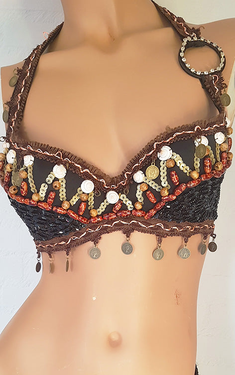 Tribal BHs mit Münzen und Pailletten in Braun