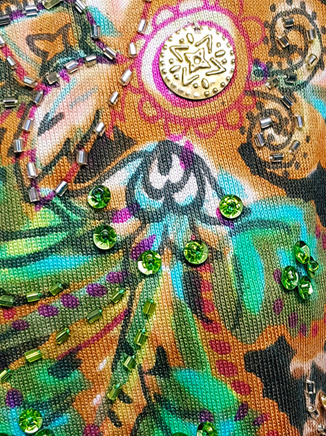 Ärmelloses Crop-Top aus Baumwolle mit Batik-Print in Braun/Orange