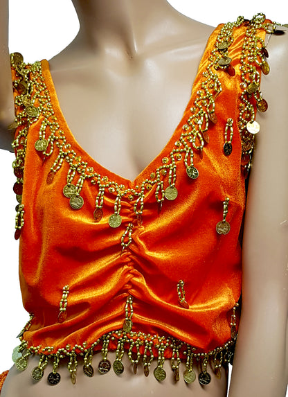 Bauchtanz Samttop in Orange
